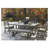 ASHLEY VISOLA 6-PC OUTDOOR TABLE & CHAIRS W/ BENCH