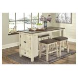 Ashley D647 Bolanburg Storage Island & 4 Bar Stool