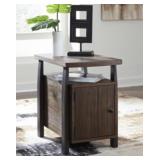 ASHLEY VALIBRY DISTRESSED BROWN CHAIRSIDE TABLE