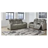 Ashley Backtrack Leather PWR Rec Sofa & Love Seat