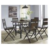 ASHLEY CAVARA COUNTER HEIGHT TABLE & 6 BARSTOOLS