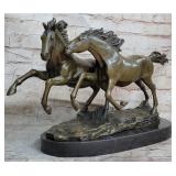 17" BRONZE HORSE SCULPTURE ON MARBLE BASE