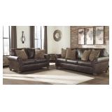 ASHLEY NICORVO SOFA & LOVE SEAT WITH NAILHEAD TRIM