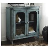 ASHLEY MIRIMYN DISTRESSED TEAL ACCENT CABINET