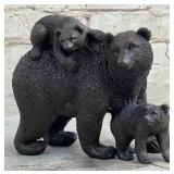 HANDMADE BRONZE HAPPY GRIZZLY BEAR FAMILY