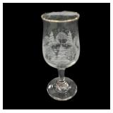Set of (12) Gold Rim Christmas Glasses