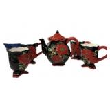 Poinsettia Hot Chocolate/Teapot wï¿½ 4 Mugs