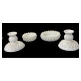 Fenton Hobnail Milk Glass Candle Holders &