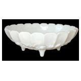 Milk Glass Footed Oval Bowl
