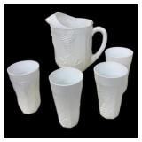 Milk Glass Pitcher & Glasses