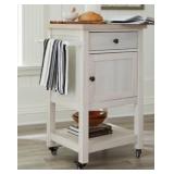 ASHLEY BODERIDGE ANTIQUE WHITE KITCHEN CART