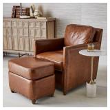 $3282 MSRP ROOSEVELT FULL GRAIN LEATHER CLUB CHAIR