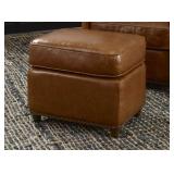 $1192 MSRP ROOSEVELT COGNAC LEATHER OTTOMAN