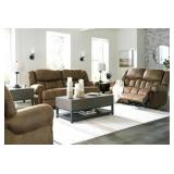 ASHLEY BOOTHBAY PLUSH AUBURN RECLINING SOFA & LOVE