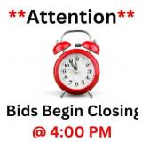 NEW TIME:  Auction Ending @ 4:00 PM