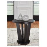 ASHLEY CHASINFIELD DARK BROWN HEXAGON END TABLE