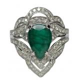 18kt Gold 2.75 ct Natural Emerald & Diamond Ring