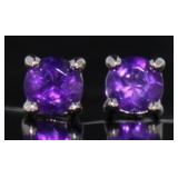 Genuine African Amethyst Stud Earrings