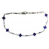 Elegant 3.10 ct Sapphire & Diamond Bracelet