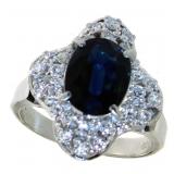 Platinum 3.07 ct Oval Sapphire & Diamond Ring