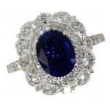 14k Gold 3.72 ct Oval Sapphire & Diamond Ring