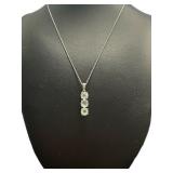 Natural 2.00 ct Aquamarine 3 Stone Necklace