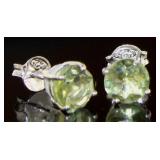 Natural 2.00 ct Green Amethyst Stud Earrings