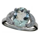 Oval 3.66 ct Green Amethyst & Diamond Ring