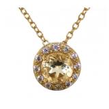 Round 2.00 ct Golden Citrine Halo Necklace