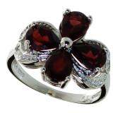 Elegant Natural 3.10 ct Garnet & Diamond Ring