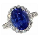 14k Gold 5.74 ct Oval Tanzanite & Diamond Ring