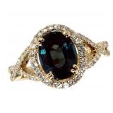 14k Gold 2.97 ct Oval Alexandrite & Diamond Ring