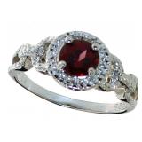 Round Natural Garnet & Diamond Ring