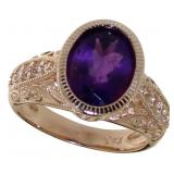 Oval 4.12 ct Natural Amethyst Designer Ring