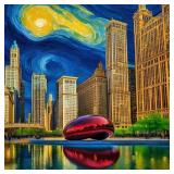 Starry Night Over The Bean Hand Signed by Charis