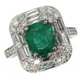 14k Gold 2.82 ct Natural Emerald & Diamond Ring