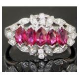 Platinum 1.46 ct Brilliant Ruby & Diamond Ring