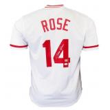 Autographed Pete Rose White Baseball Jersey