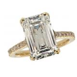 14k Gold 5.78 ct Emerald Cut VS2 Lab Diamond Ring