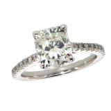 14k Gold 2.66 ct Cushion Lab Diamond Ring