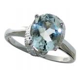 Oval 2.08 ct Natural Aquamarine & Diamond Ring