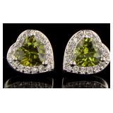 Brilliant Peridot & White Topaz Heart Stud Earring