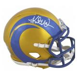 Autographed Kurt Warner Rams Mini Helmet