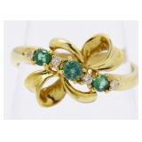 18kt Gold Brilliant Natural Emerald & Diamond Ring