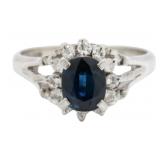 Platinum 1.29 ct Brilliant Sapphire & Diamond Ring