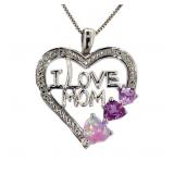 Beautiful Opal & Pink Sapphire Love Mom Necklace