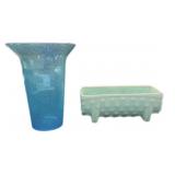 Planter & Blue Vase