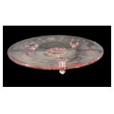 9.5 ï¿½ Etched Pink Depression Footed Cake Stand