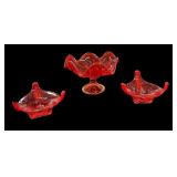 3 Pc 1960s  Viking 6 Petal Persimmon Glass