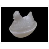 Milk Glass Hen on Nest